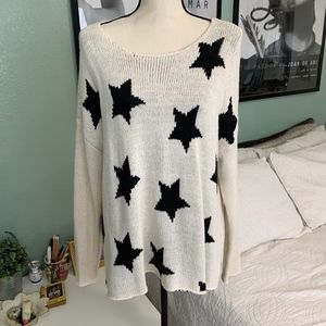 H&M Divided Star Knit Crewneck Sweater Black White